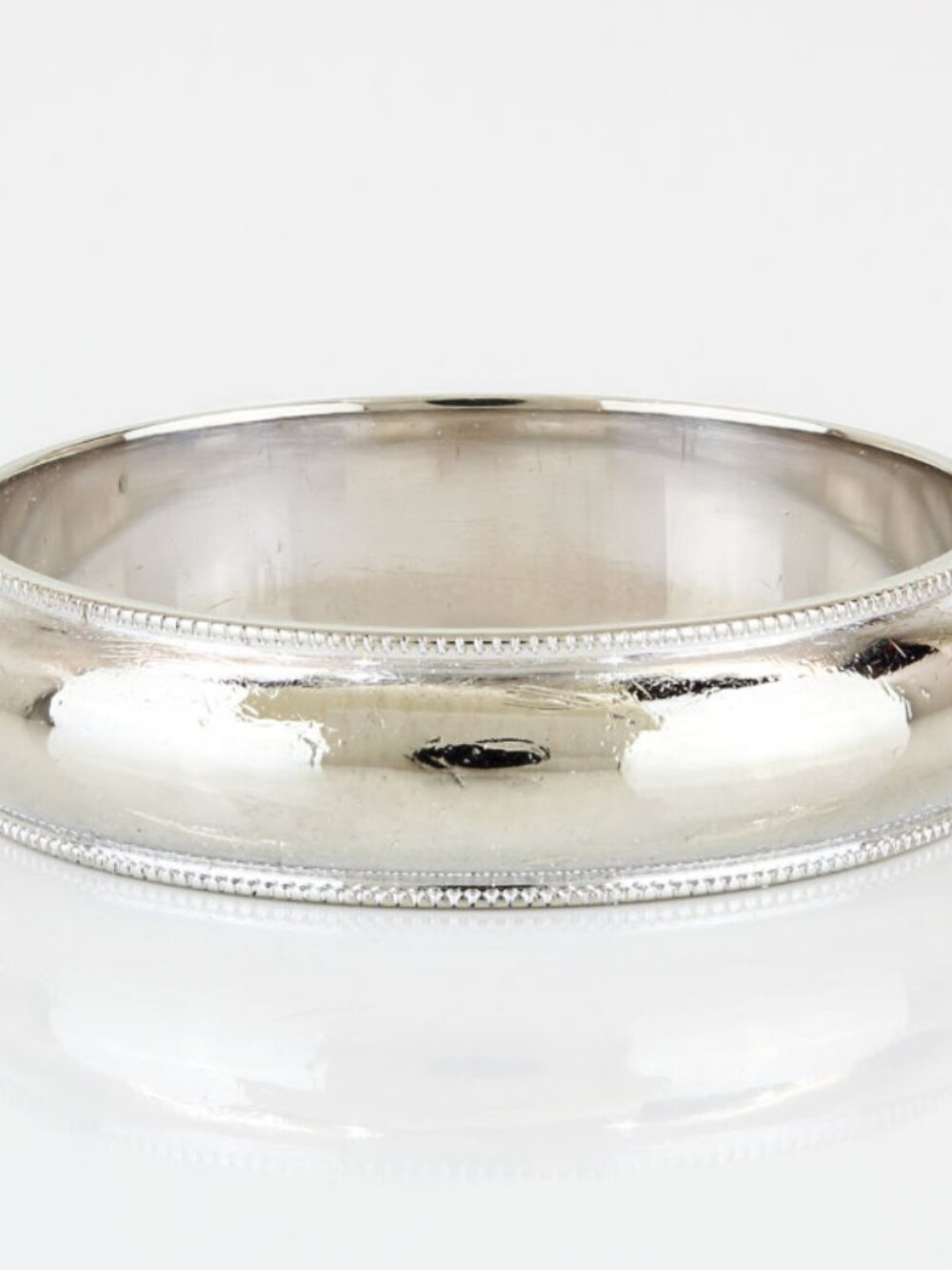 Vintage 14k White Gold Men's Milgrain Wedding Band Ring Classic Estate Bold Gift